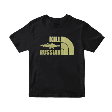 Футболка с принтом TNF Kill Russian, SCHUTZEN, черная, XL