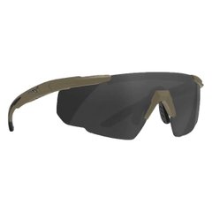 Тактичні захисні окуляри SABER ADVANCED, Wiley X, напівобідкові, з чохлом, Coyote with Smoke Lens